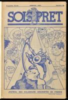 1934 Sois Pret c. francia cserkészeti folyóirat teljes évfolyama, 1934. január-december. Fekete-fehér képekkel, reklámokkal. Félvászon-kötésben, kissé sérült, foltos borítóval.