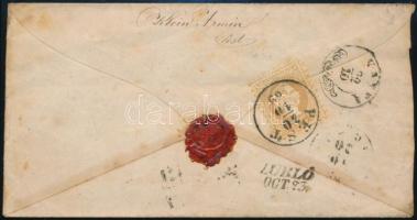 1869 15kr ajánlott levélen PEST