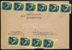 1945 (4. díjszabás) Nyomtatvány 10 db bélyeggel a díjszabás utolsó napján feladva