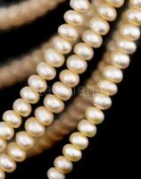 Édesvizi gyöngy háromsoros nyaklánc kalcedon golyókkal. 42 cm
