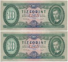 1949. 10Ft (2x) sorszámkövetők "A 476 251130 - A 476 251131" T:AU,XF
Adamo F3