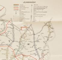 1939 A Pécsi M. Kir. Postaigazgatóság felügyeleti és vonaltérképe, 1 : 200.000, nagyméretű térkép, B...