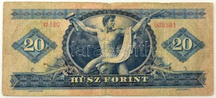 1947. 20Ft "C 180 088381" T:VG hajtás mentén kis anyagkopás / 
Hungary 1947. 20 Forint &q...