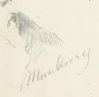 Munkácsy jelzéssel: Alakok. Ceruza, papír. Üvegezett keretben. Lapszéli kisebb sérüléssel32x23,5 cm