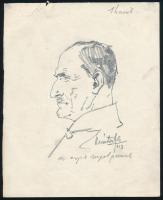 Márton Ferenc (1884-1940): 1933 Gödöllői Jamboree -Az egyik angol (cserkész) parancsnok. Ceruza, papír, jelzett, / Scout Jamboree 1933. Gödöllő, British scout chief. Pencil drawing 16x21 cm
