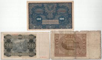 Lengyelország 1919. 100M + Lengyelország / Német megszállás 1940. 100Zl + 500Zl T:F-G közte szép pap...