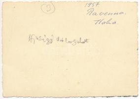 1957 Ravenna, magyar ifjúsági labdarúgó válogatott, fotó, 7×10 cm
