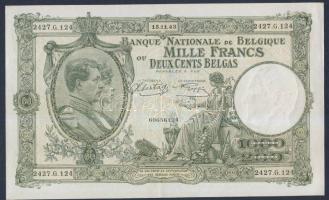 Belgium 1943.11.15. 1000Fr/200B T:II+ Csak egyszer hajtva!