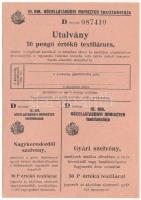 ~1920-1940. "M. Kir. Közellátásügyi Miniszter textilakciója" utalvány 50P értékű textilárúra, "D" sorozat, részben kitöltve T:XF kis tűlyuk