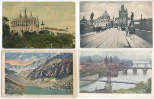 13 db főleg RÉGI csehszlovák képeslap vegyes minőségben: sok prágai lap / 13 mostly pre-1945 Czechoslovakian postcards in mixed quality: many Praha