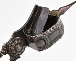 Antik ezüstözött gyertyakanóc vágó olló, kopott, h: 18 cm