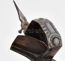 Antik ezüstözött gyertyakanóc vágó olló, kopott, h: 18 cm