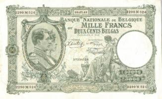 Belgium 1943.7.8. 1000Fr/200B T:II