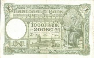 Belgium 1943.7.8. 1000Fr/200B T:II
