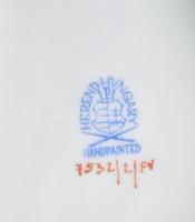 Herend Indiai kosár zöld mintás négyosztatú csemegekínáló. Jelzett, hibátlan, 35x35 cm