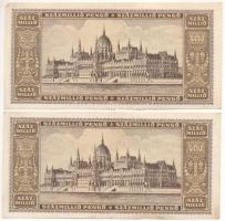 1946. 100.000.000P (2x) sorszámkövetők "P 255 007884 - P 255 007885" T:F szép papír Adamo ...