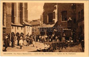 Kraków, Krakkau, Krakkó; Na Placu Marjackim, kosciól sw. Barbary / square and church