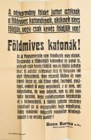 1918 Földmíves katonák. A Tanácsköztársaság kormány földművelésügyi miniszterének felhívása. katonáknak való földosztásra 40x60 cm