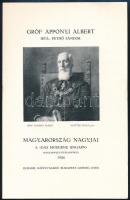 1926 gr. Apponyi Albert a Magyarország nagyjai sorozat kötetének reklámnyomtatványa