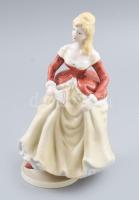 Barokk hölgy - zenélő porcelán figura. Woolworth taiwani jelzéssel, tűzhibával, m: 21 cm