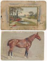 21 db RÉGI művész képeslap vegyes minőségben: festmények / 21 pre-1945 art motive postcards in mixed quality: paintings