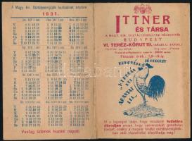 1931 Ittner és Társa a Magyar Kir. Osztálysorsjáték Főárusítói (Bp. VI. Teréz körút 19.) kártyanaptár