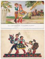 10 db RÉGI magyar népviseletes képeslap vegyes minőségben / 10 pre-1945 Hungarian folklore postcards in mixed quality