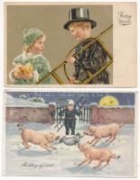 15 db főleg RÉGI karácsonyi és újévi üdvözlő képeslap vegyes minőségben / 15 mostly pre-1945 Christmas and New Year greeting postcards in mixed quality