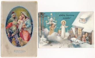 15 db főleg RÉGI karácsonyi és újévi üdvözlő képeslap vegyes minőségben / 15 mostly pre-1945 Christm...