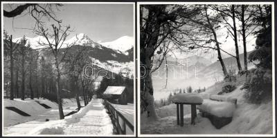 1938 Bad Hofgastein (Ausztria), tél a hegyekben, 3 db művészi fotó, 17,5x17 cm