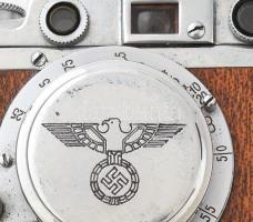 Leica III. Wehrmacht No 17223 fényképezőgép Zorkij replika. Jó állapotban, bőr tokkal, krómozott fém...