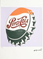 Andy Warhol (1928-1987): Pepsi Cola . Ofszet litográfia, papír, jelzett a nyomaton. Kézzel sorszámozott: 29 /100, jelzett a nyomaton. Georges Israel editeur - Leo Castellli New York, szárazpecséttel, tanúsítvánnyal. Lapméret 39x59 cm / Ofset Lithography on paper, with certificate 36x36 cm, page size 39x59 cm