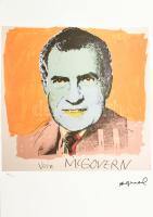 Andy Warhol (1928-1987): Nixon Ofszet litográfia, papír, jelzett a nyomaton. Kézzel sorszámozott: 42 /100, jelzett a nyomaton. Georges Israel editeur - Leo Castellli New York, szárazpecséttel, tanúsítvánnyal. Lapméret 39x59 cm / Ofset Lithography on paper, with certificate 36x36 cm, page size 39x59 cm