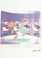 Andy Warhol (1928-1987): The new spirit Ofszet litográfia, papír, jelzett a nyomaton. Kézzel sorszámozott: 57 /100, jelzett a nyomaton. Georges Israel editeur - Leo Castellli New York, szárazpecséttel, tanúsítvánnyal. Lapméret 39x59 cm / Ofset Lithography on paper, with certificate 36x36 cm, page size 39x59 cm