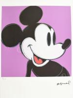 Andy Warhol (1928-1987): Mickey Mouse. Ofszet litográfia, papír, jelzett a nyomaton. Kézzel sorszámozott: 93 /100, jelzett a nyomaton. Georges Israel editeur - Leo Castellli New York, szárazpecséttel, tanúsítvánnyal. Lapméret 39x59 cm / Ofset Lithography on paper, with certificate 36x36 cm, page size 39x59 cm