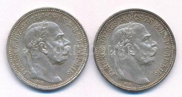 1915KB 1K Ag "Ferenc József" (2x) T:AU patina Adamo K5.1