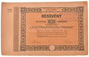 5db klf magyar részvény, közte Budapest 1910. "Saját Otthon Részvénytársaság" részvénye 20...