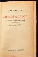 Longus: Daphnis és Chloe. A Courier szövege nyomán ford. Fóti József Lajos. Bp., 1921.,Sacelláry, 1 (Faragó Géza (1877-1928) erotikus témájú, szecessziós illusztrációja, címkép t.) +256 p. Átkötött félvászon-kötés, kissé kopott borítóval.