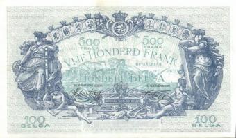 Belgium 1943.10.11. 500Fr/100B (2x) egymásutáni sorszámmal T:II+ Csak egyszer hajtva!