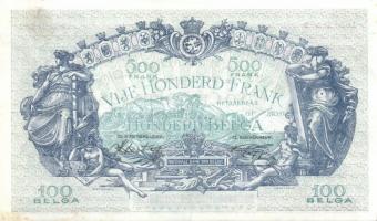 Belgium 1943.10.11. 500Fr/100B (2x) egymásutáni sorszámmal T:II+ Csak egyszer hajtva!