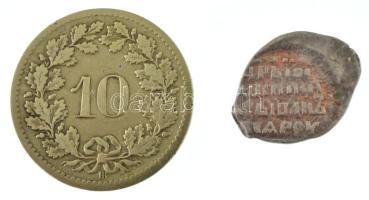 Orosz Birodalom ~XVI. század 1k Ag "Drótpénz" (0,70g) + Svájc 1851BB 10r billon T:VF Russi...