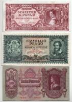 7db-os pengő bankjegy tétel, közte 1946. 100.000BP T:F,VG