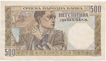 Szerbia / Német megszállás 1941. 500D T:F erős papír
Serbia / German Occupation 1941. 500 Dinara C:...