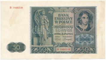 Lengyelország / Német megszállás 1941. 50Zl "B" T:F folt, erős papír Poland / German Occupation 1941. 50 Zlotych "B" C:F spot Krause P#102