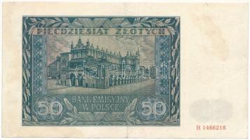 Lengyelország / Német megszállás 1941. 50Zl "B" T:F folt, erős papír
Poland / German Occu...