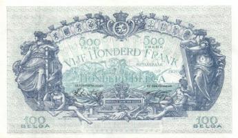 Belgium 1943.10.11. 500Fr/100B (2x) egymásutáni sorszámmal T:II+ Csak egyszer hajtva!