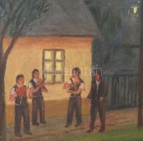Uzonyi Imre (1941-1990): Májusi szerenád. Olaj, farost. Jelezve jobbra lent. Fakeretben. 50x70 cm