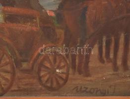 Uzonyi Imre (1941-1990): Májusi szerenád. Olaj, farost. Jelezve jobbra lent. Fakeretben. 50x70 cm