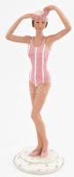 Vintage fürdőruhás nő bakelit szobor, kopással, jelzés nélkül, m: 23,5 cm