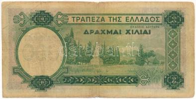 Görögország 1939. 100Dr "1000 Drachmai" felülbélyegzéssel T:F,VG kis anyaghiány
Greece 19...